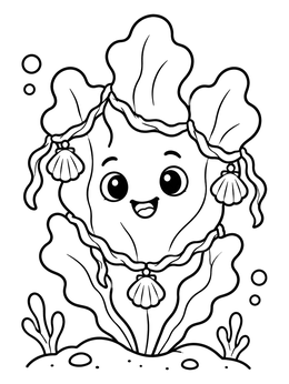 Free printable Cheerful Seaweed With Shell Garlands coloring page