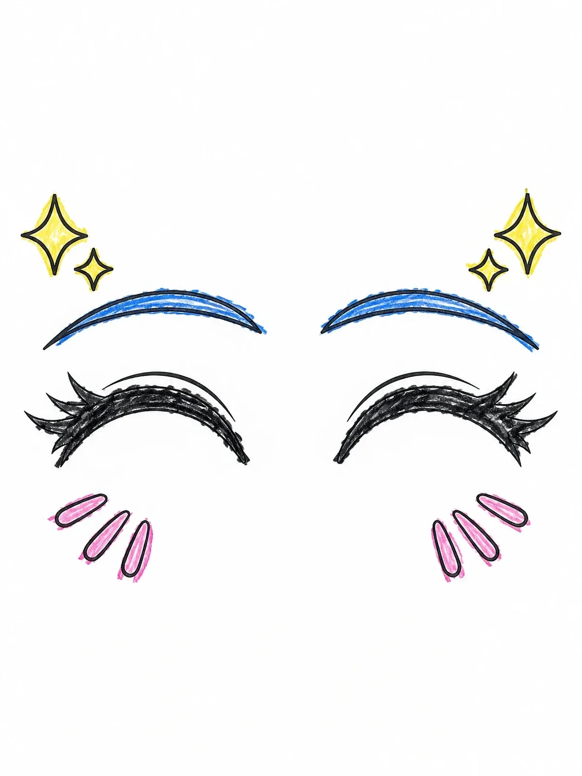 Colored example of the Cheerful Smiling Anime Eyes coloring page