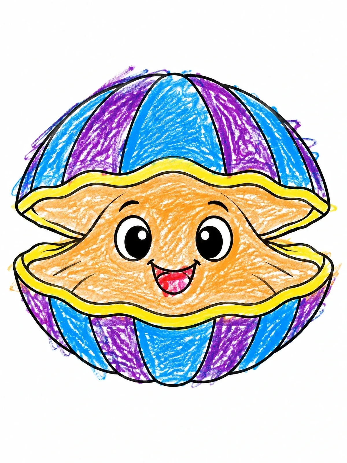 Colored example of the Cheerful Smiling Clam coloring page