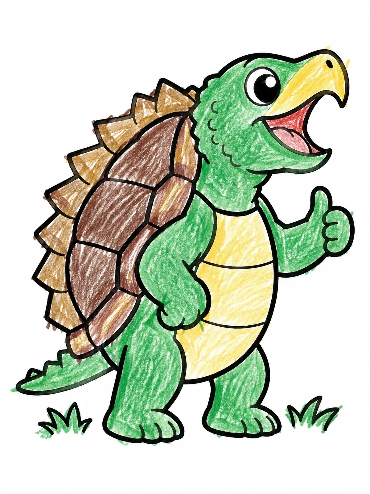 Colored example of the Cheerful Snapping Turtle Giving Thumbs Up coloring page