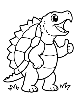 Free printable Cheerful Snapping Turtle Giving Thumbs Up coloring page