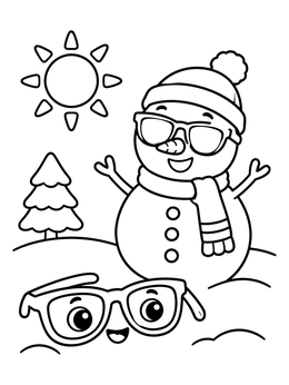 A cheerful snowman and funny glasses on this sunglasses coloring page.