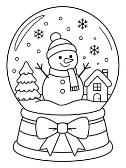 Free printable Cheerful Snowman In Winter Snowglobe coloring page