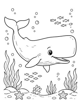 Free printable Cheerful Sperm Whale Underwater coloring page