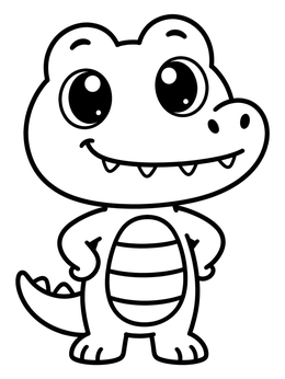 Free printable Cheerful Standing Baby Crocodile coloring page