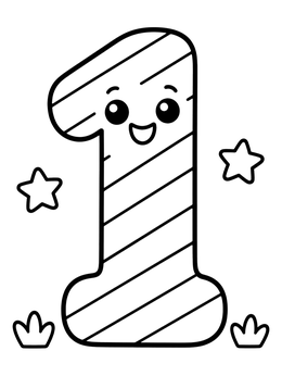 Free printable Cheerful Striped Number One coloring page