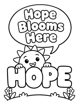 Free printable Cheerful Sun With Hope Letters coloring page