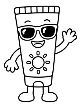 Free printable Cheerful Sunscreen Tube With Sunglasses coloring page