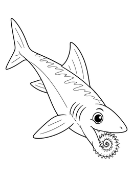 Free printable Cheerful Swimming Prehistoric Helicoprion coloring page