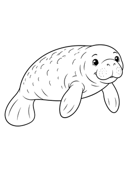 Free printable Cheerful Swimming Manatee coloring page