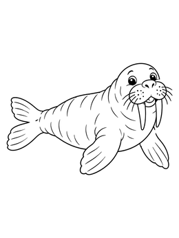 Free printable Cheerful Swimming Walrus coloring page