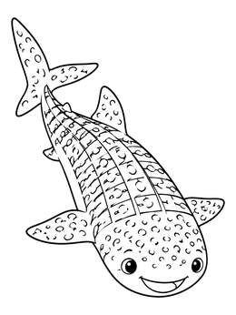 Free printable Cheerful Swimming Whale Shark coloring page