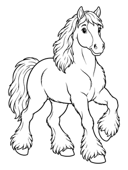 Free printable Cheerful Trotting Clydesdale Draft Horse coloring page
