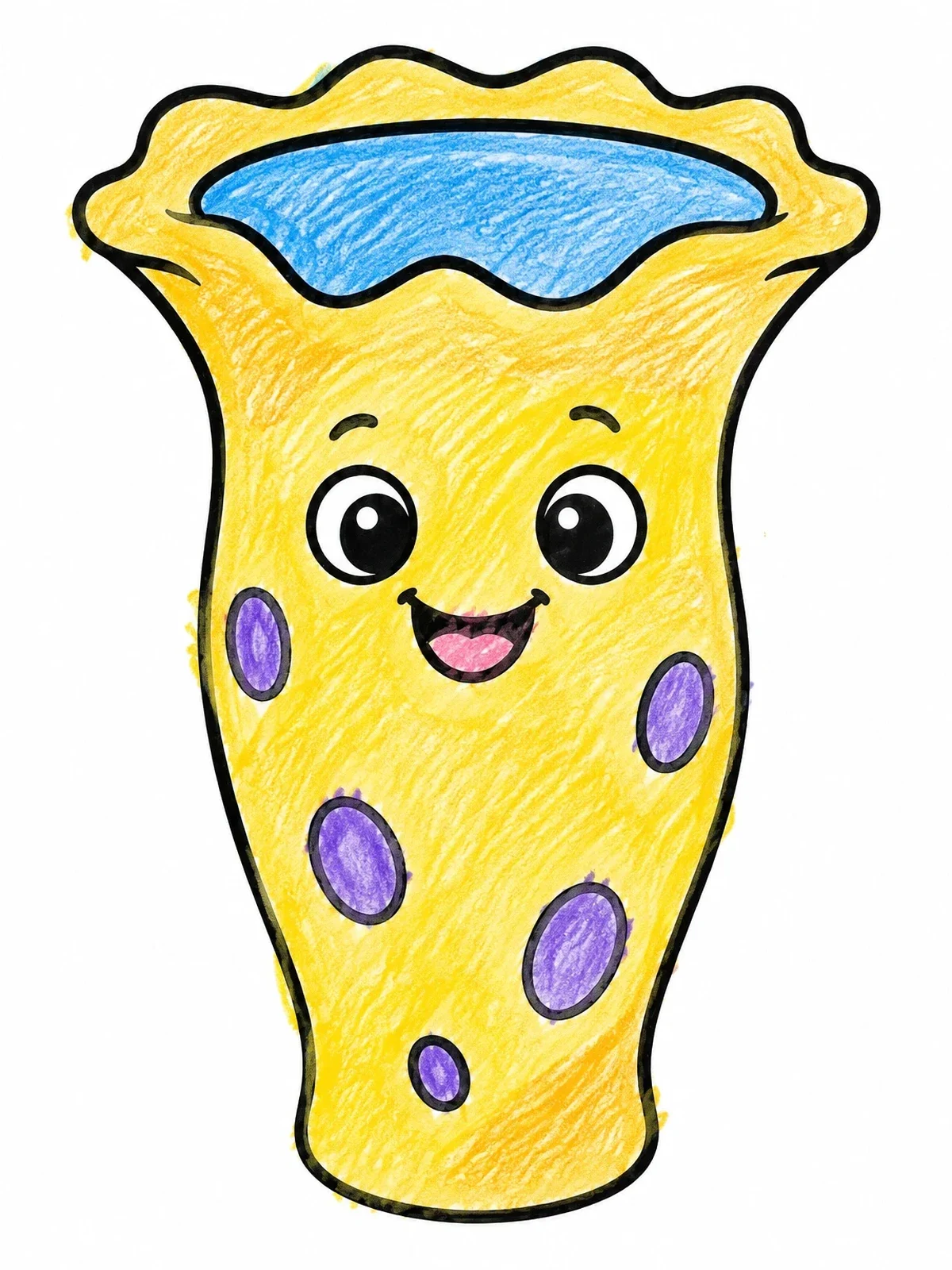 Colored example of the Cheerful Vase Sea Sponge coloring page