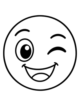 Free printable Cheerful Winking Smiley Face coloring page
