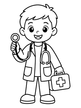 Free printable Cheerful Young Doctor With Stethoscope coloring page