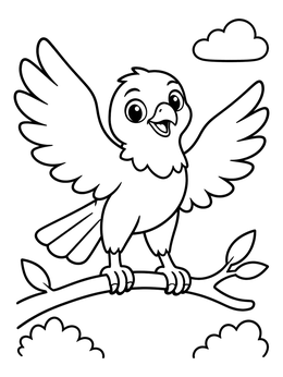 Free printable Cheerful Young Hawk On A Branch coloring page