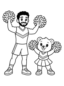 Free printable Cheerleader And Cute Bear Cub coloring page