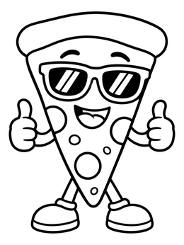 Free printable Cool Pizza Slice With Sunglasses coloring page
