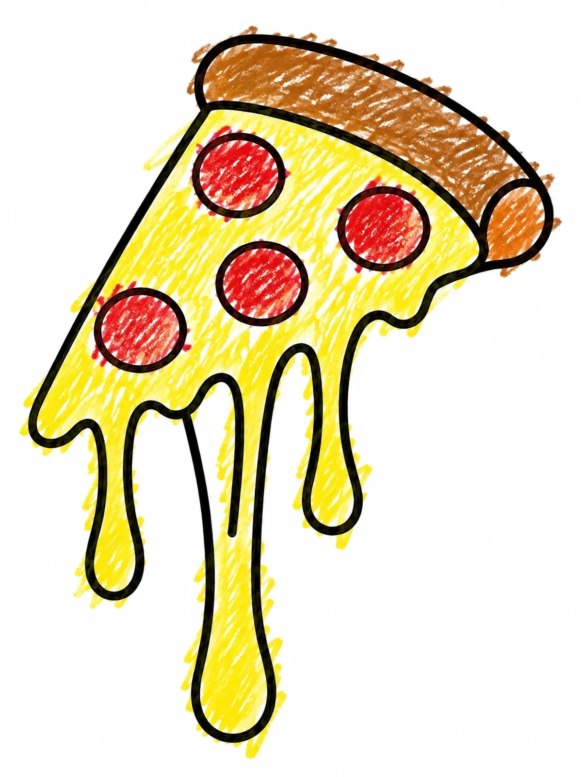Colored example of the Melted Cheesy Pizza Slice coloring page