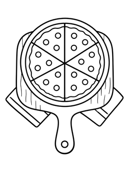 Free printable Cheese Pizza On Wooden Board coloring page
