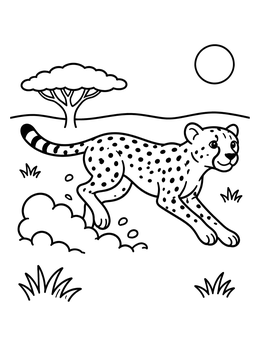 Free printable Cheetah Sprinting Across The Savanna coloring page