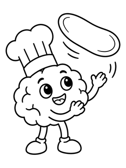 Free printable Chef Brain Tossing Pizza Dough coloring page