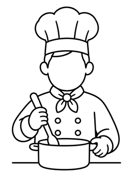 Free printable Chef Cooking With Blank Face coloring page