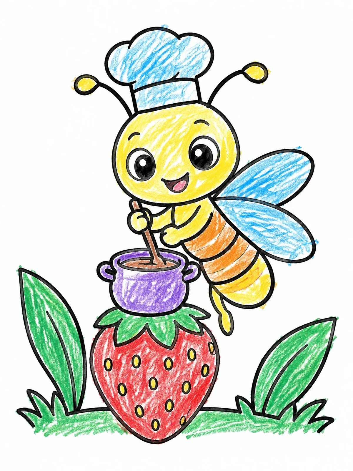 Colored example of the Chef Firefly Cooking On Strawberry coloring page