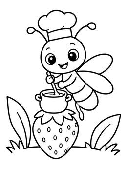 Free printable Chef Firefly Cooking On Strawberry coloring page