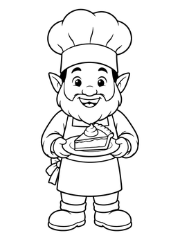 Free printable Chef Gnome With Thanksgiving Pie coloring page