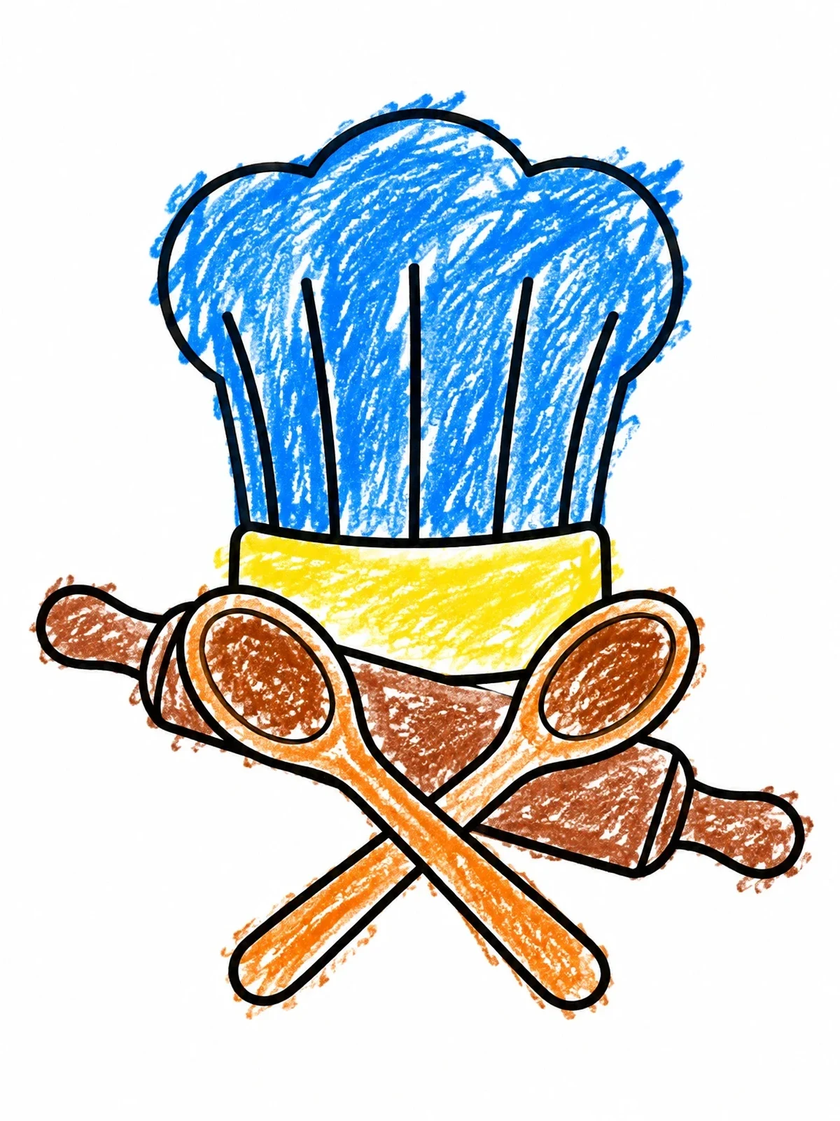 Colored example of the Chef Hat With Spoons And Rolling Pin coloring page
