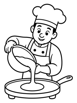 Free printable Chef Pouring Batter On A Griddle coloring page