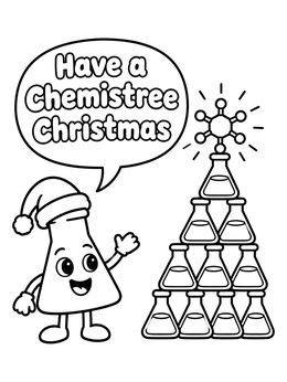 Free printable Chemistree Flask Christmas Tree coloring page