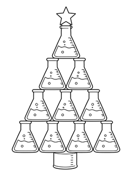 Free printable Chemistry Flask Christmas Tree coloring page
