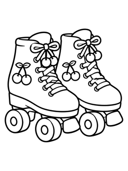 Free printable Retro Cherry Roller Skates coloring page