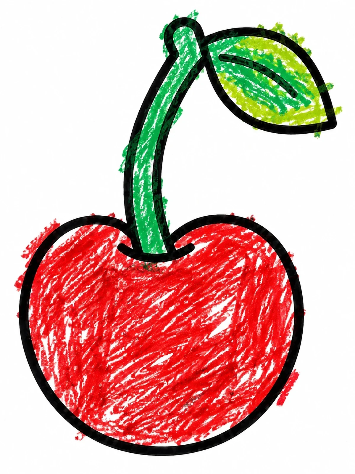Colored example of the Single Cherry With Leaf coloring page