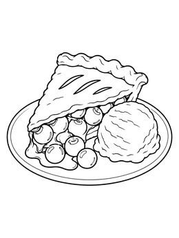 A delicious slice on this pie coloring page served with cherries and ice cream.