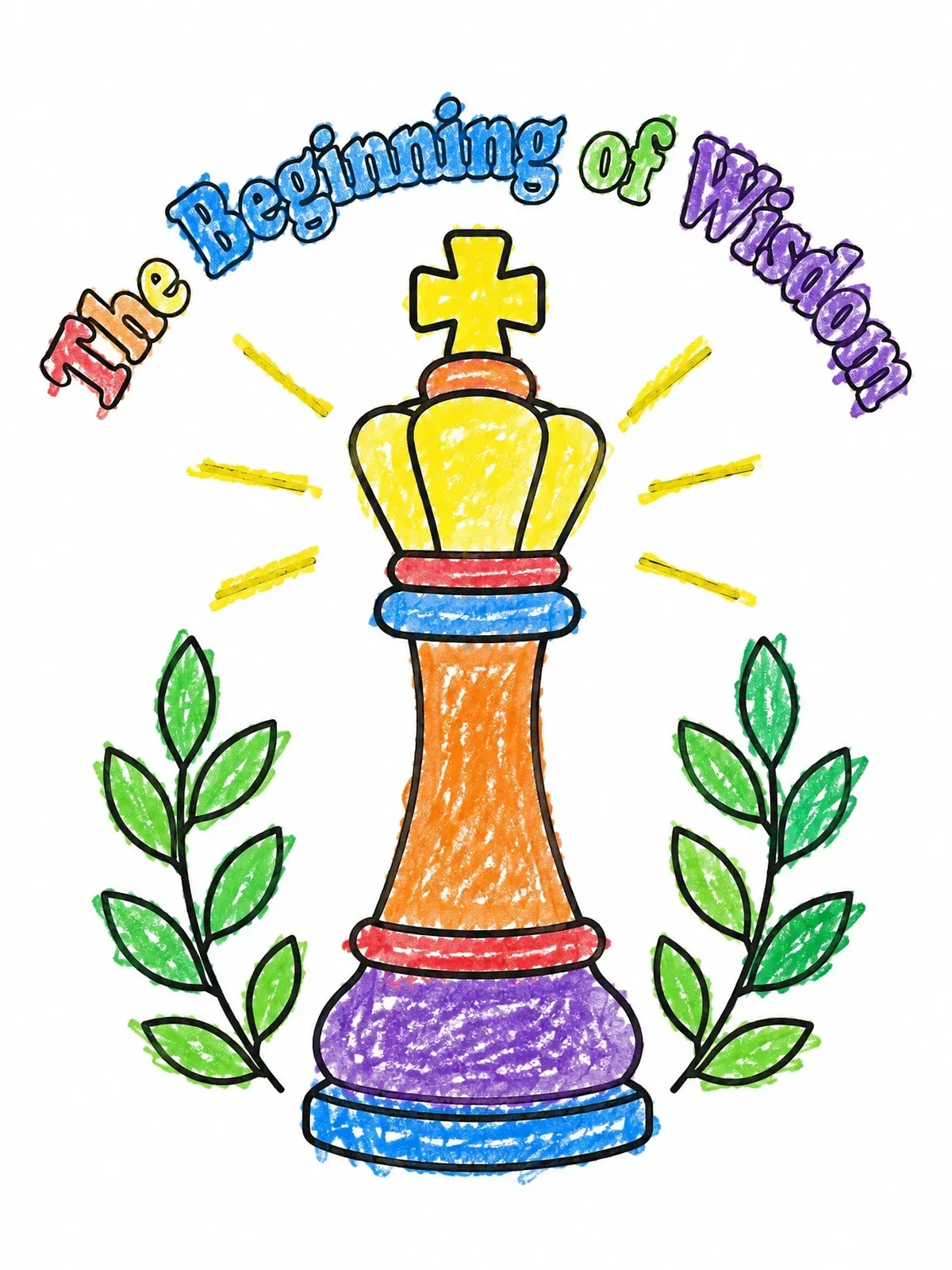 Colored example of the Chess King Beginning Of Wisdom coloring page