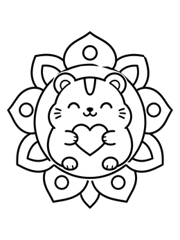 Free printable Cute Hamster Holding A Heart coloring page