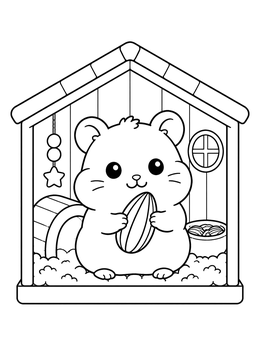 A sweet hamster holding a seed in this chibi coloring page.