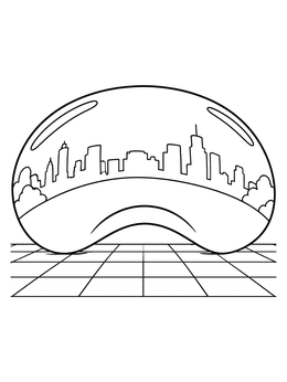 Free printable Chicago Bean Sculpture In Millennium Park coloring page