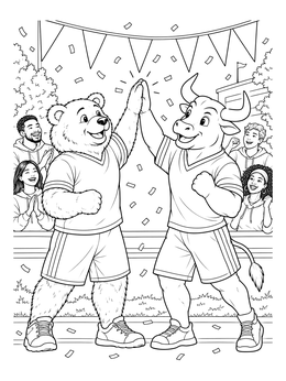 Free printable Chicago Bear And Bull Mascots High Five coloring page