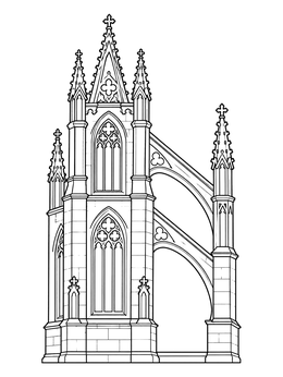 Free printable Gothic Revival Tower And Flying Buttress coloring page