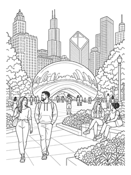 Free printable Millennium Park In Chicago coloring page
