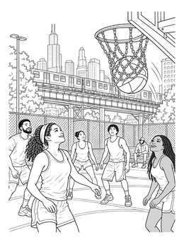 Free printable Chicago Street Basketball Game coloring page