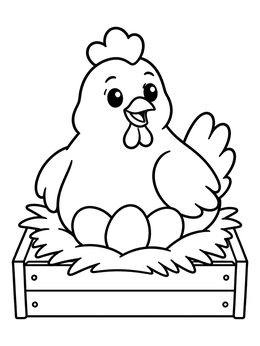 Free printable Hen With Eggs In Nest coloring page