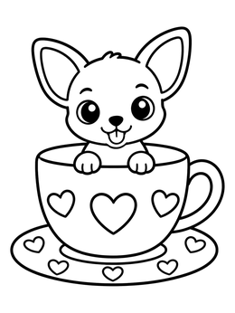 Free printable Cute Chihuahua In A Teacup coloring page