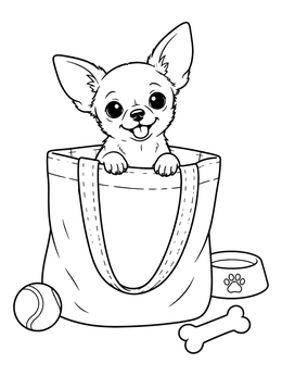 Free printable Chihuahua Puppy In A Tote Bag coloring page