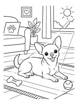 Free printable Chihuahua Relaxing On Living Room Rug coloring page